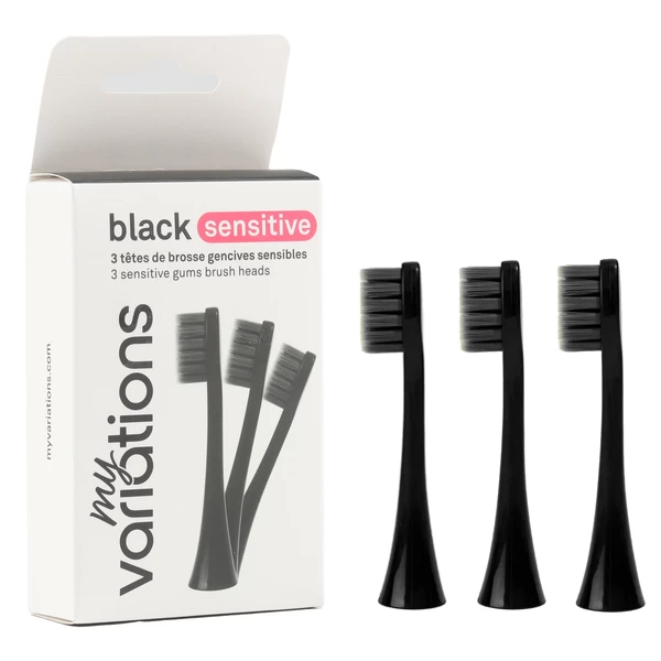 MyVariations Sensitive Testine di Ricambio Nere per Gengive Sensibili Set da 3 pezzi